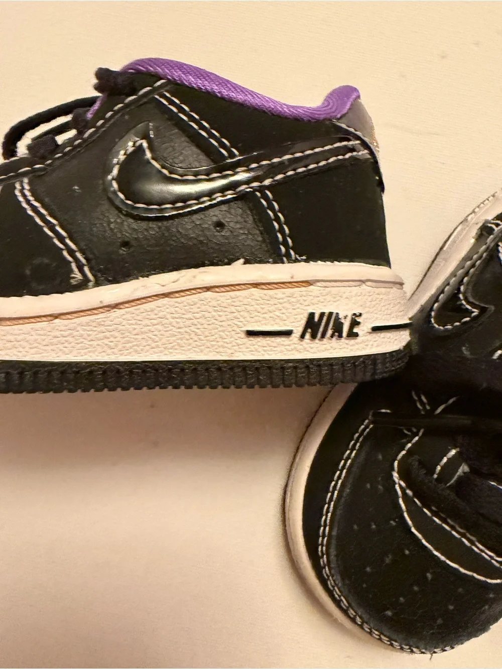 Kids Black and Purple Lace-Up Sneakers